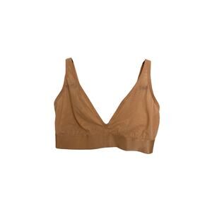 Parade Bralette Women Size 1 30-32 DD/DDD Sand Silky Mesh Plunge Wireless V-Neck